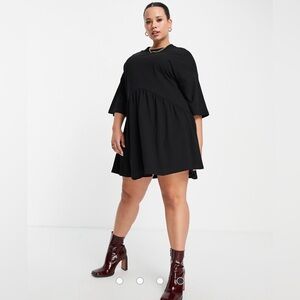 ASOS DESIGN oversized smock dress dropped waist mini t shirt black